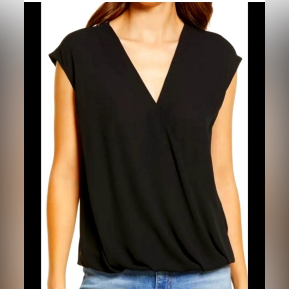 Halogen surplice blouse top size small black